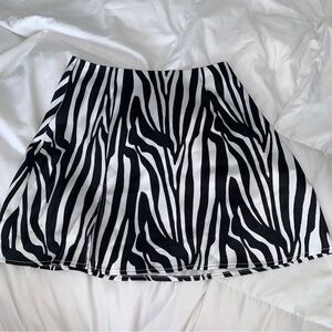 Black & White Zebra Print A-Line Skirt